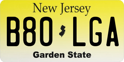NJ license plate B80LGA