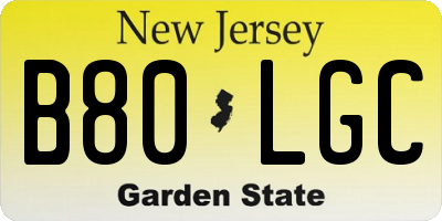 NJ license plate B80LGC