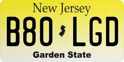 NJ license plate B80LGD