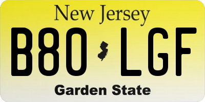NJ license plate B80LGF
