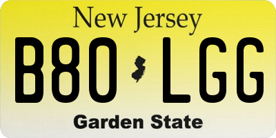 NJ license plate B80LGG