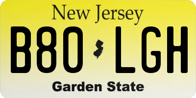 NJ license plate B80LGH