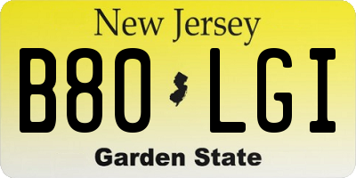 NJ license plate B80LGI