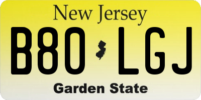 NJ license plate B80LGJ