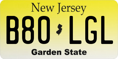 NJ license plate B80LGL