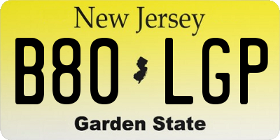 NJ license plate B80LGP