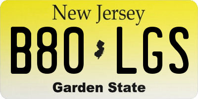 NJ license plate B80LGS
