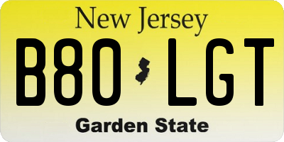 NJ license plate B80LGT