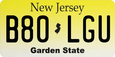 NJ license plate B80LGU