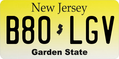 NJ license plate B80LGV