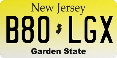NJ license plate B80LGX