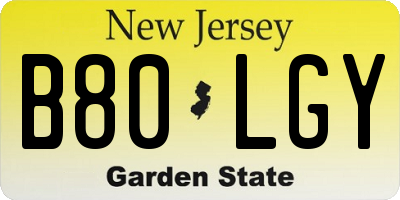 NJ license plate B80LGY