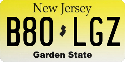 NJ license plate B80LGZ