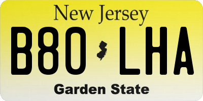 NJ license plate B80LHA