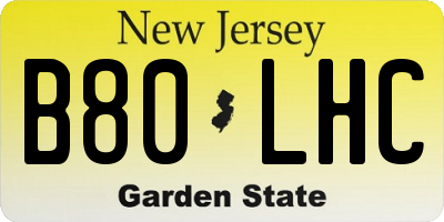 NJ license plate B80LHC