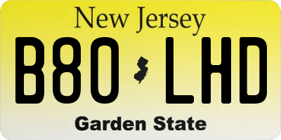 NJ license plate B80LHD