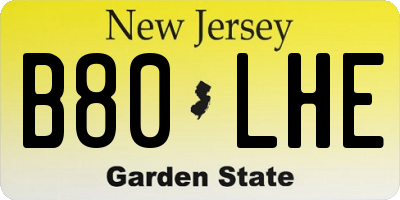 NJ license plate B80LHE