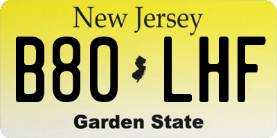 NJ license plate B80LHF