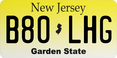 NJ license plate B80LHG