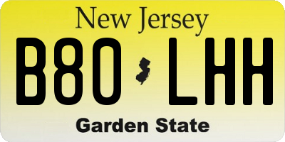 NJ license plate B80LHH