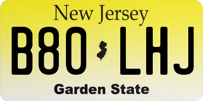NJ license plate B80LHJ