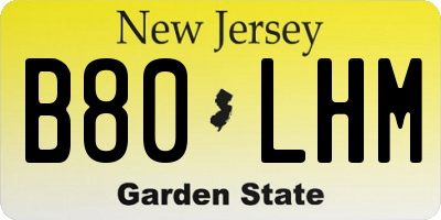 NJ license plate B80LHM