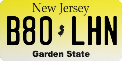 NJ license plate B80LHN