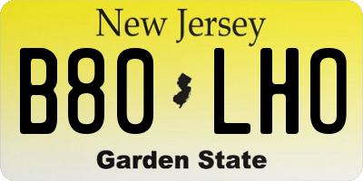 NJ license plate B80LHO