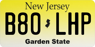 NJ license plate B80LHP