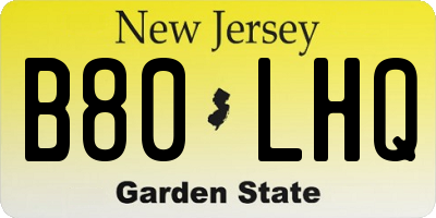 NJ license plate B80LHQ
