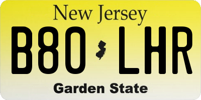 NJ license plate B80LHR