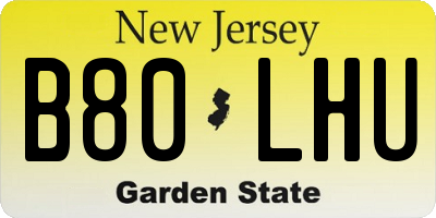 NJ license plate B80LHU