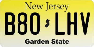 NJ license plate B80LHV