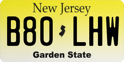 NJ license plate B80LHW