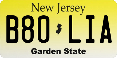 NJ license plate B80LIA