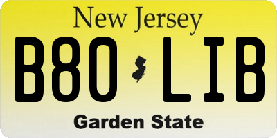 NJ license plate B80LIB