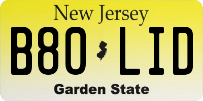 NJ license plate B80LID