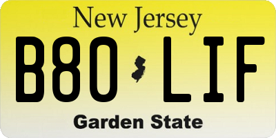 NJ license plate B80LIF