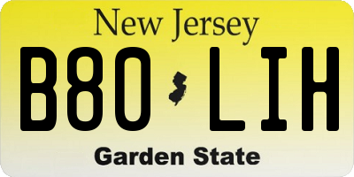NJ license plate B80LIH