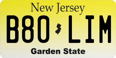 NJ license plate B80LIM