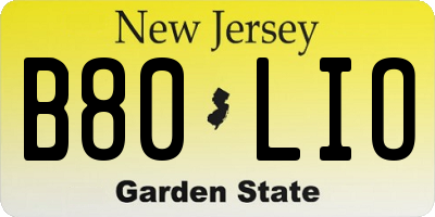 NJ license plate B80LIO