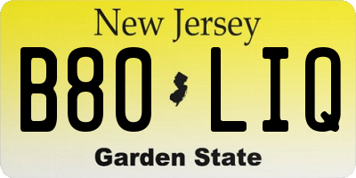 NJ license plate B80LIQ