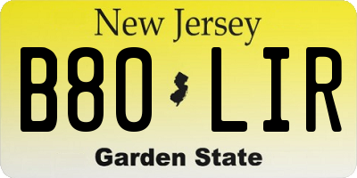 NJ license plate B80LIR