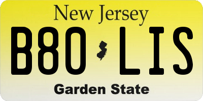 NJ license plate B80LIS