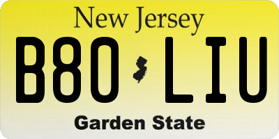 NJ license plate B80LIU