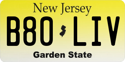 NJ license plate B80LIV