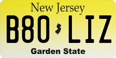 NJ license plate B80LIZ