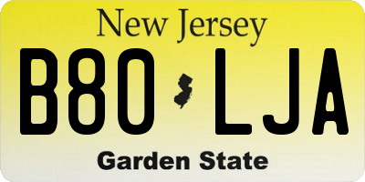 NJ license plate B80LJA