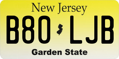 NJ license plate B80LJB