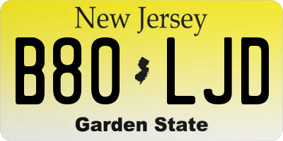NJ license plate B80LJD